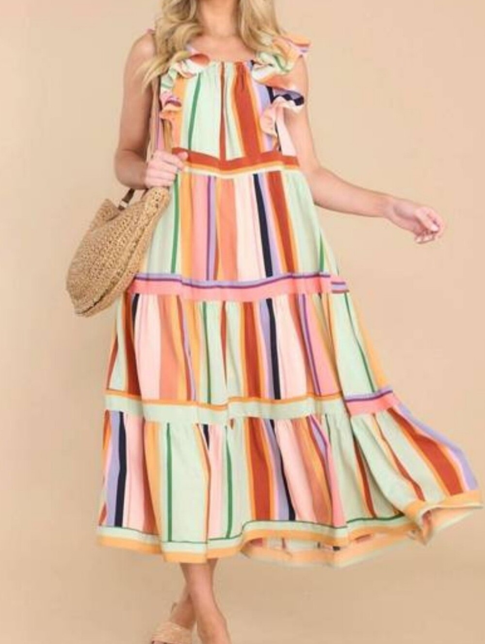 Entro NWT Painted Palette Striped Midi Dress